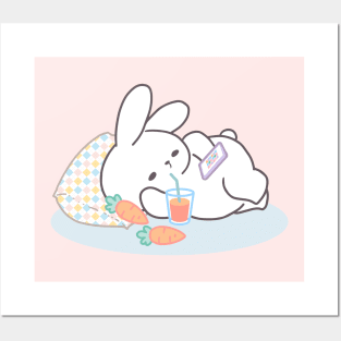 Cute Bunny Relaxing Doing What You Love is Never Waste of Time Posters and Art